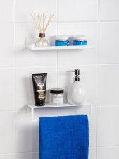 Держатель для полотенец и настенная навесная полка для ванной комнаты 30 см Белая