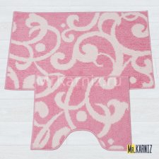 Комплект ковриков для ванной и туалета Узоры розовый