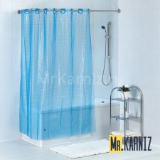 Штора для ванной 3D синяя